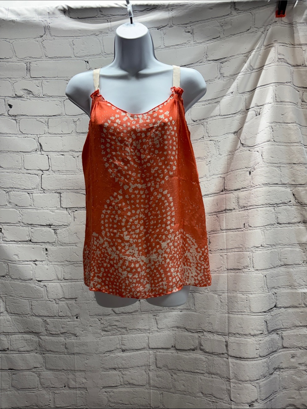 LOFT Orange and Cream Printed Satin Camisole